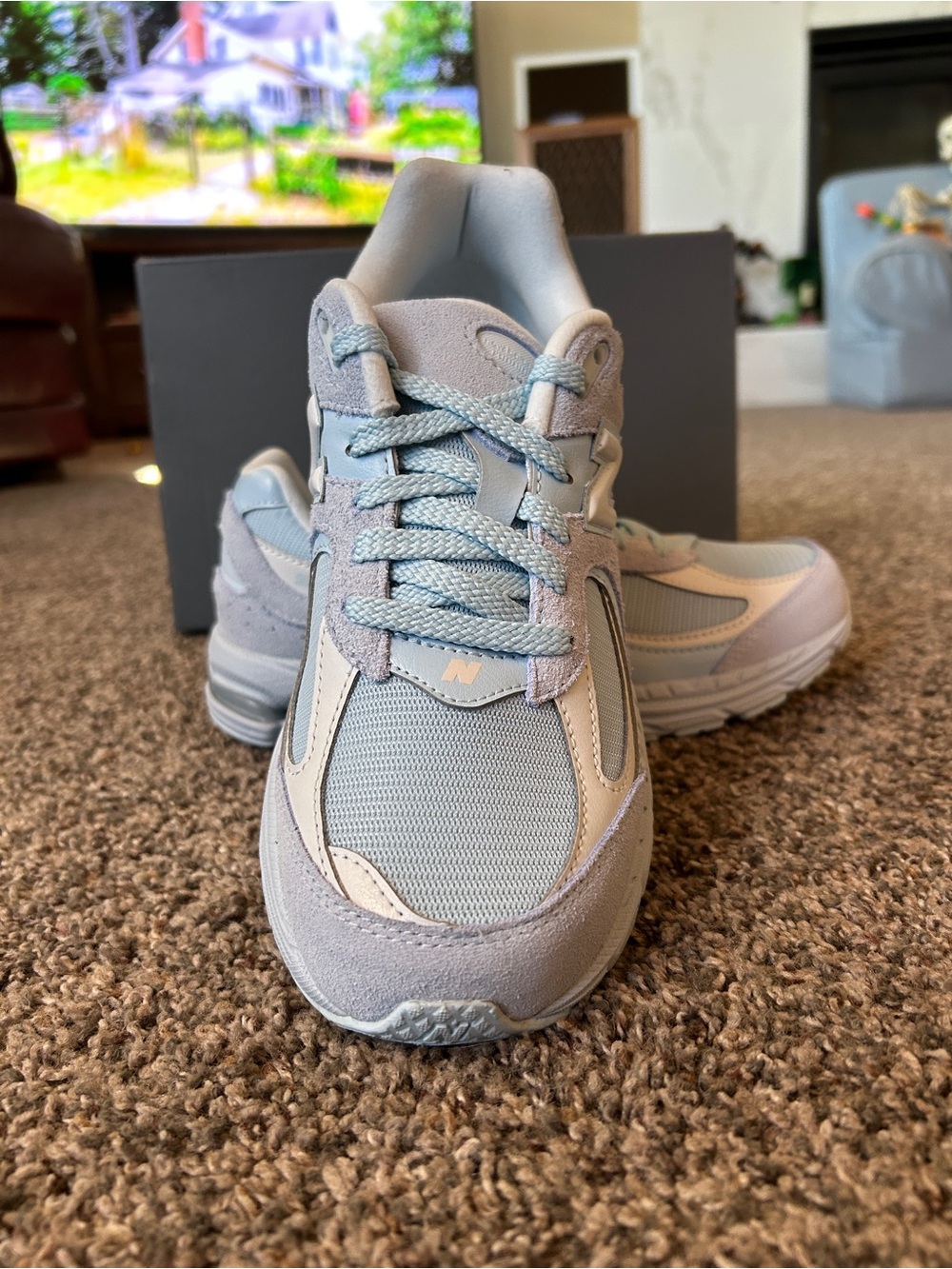 New Balance Women's Pale Blue and Cream Casual Sneakers